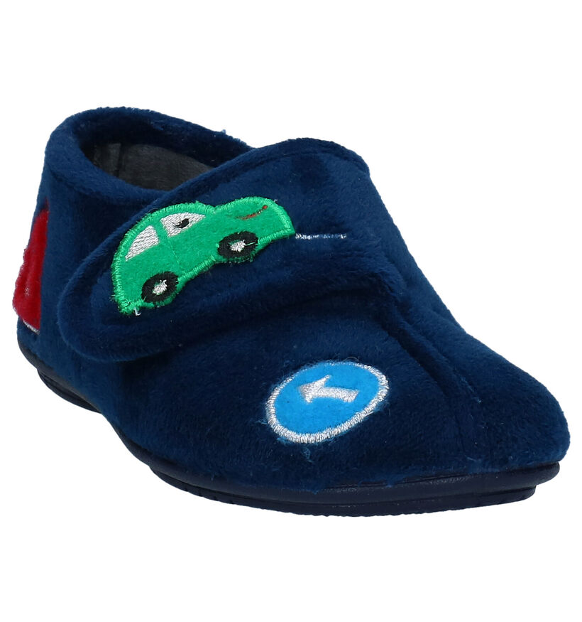 Milo & Mila Blauwe Pantoffels in stof (283926)