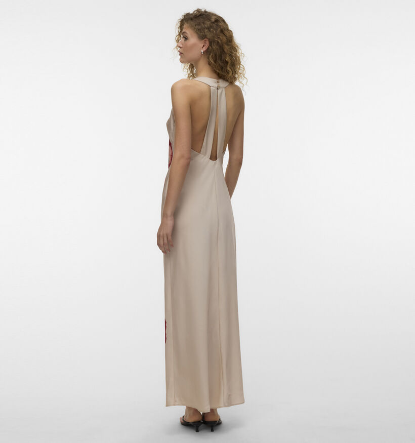 Vero Moda Reba Hibisca Robe mi-longue en Beige pour femmes (374960)