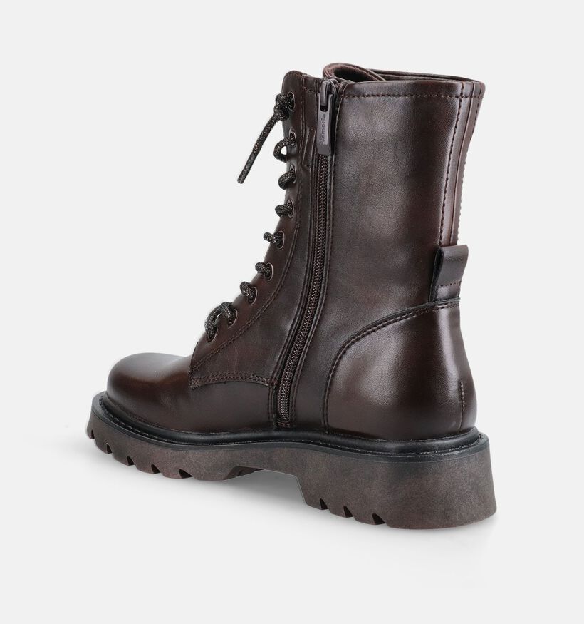 Tamaris Donkerbruine Boots met Veters en Rits voor dames (380804)
