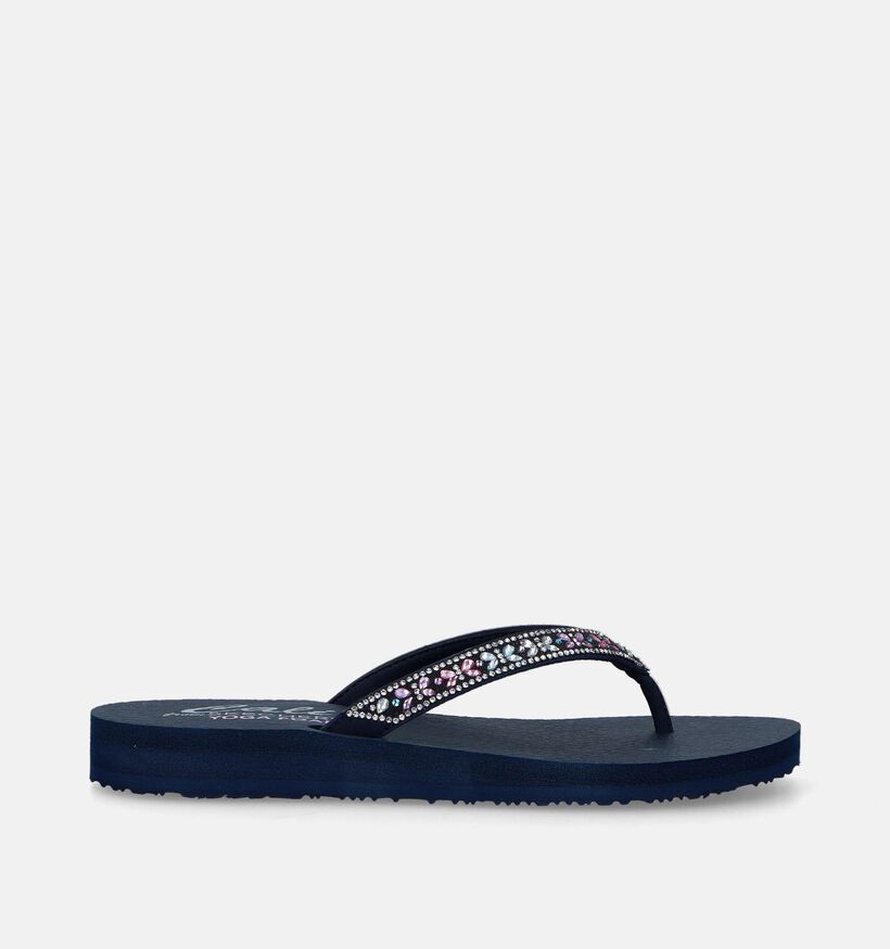 Skechers Meditation Butterfly Garden Blauwe Teenslippers voor dames (338928)