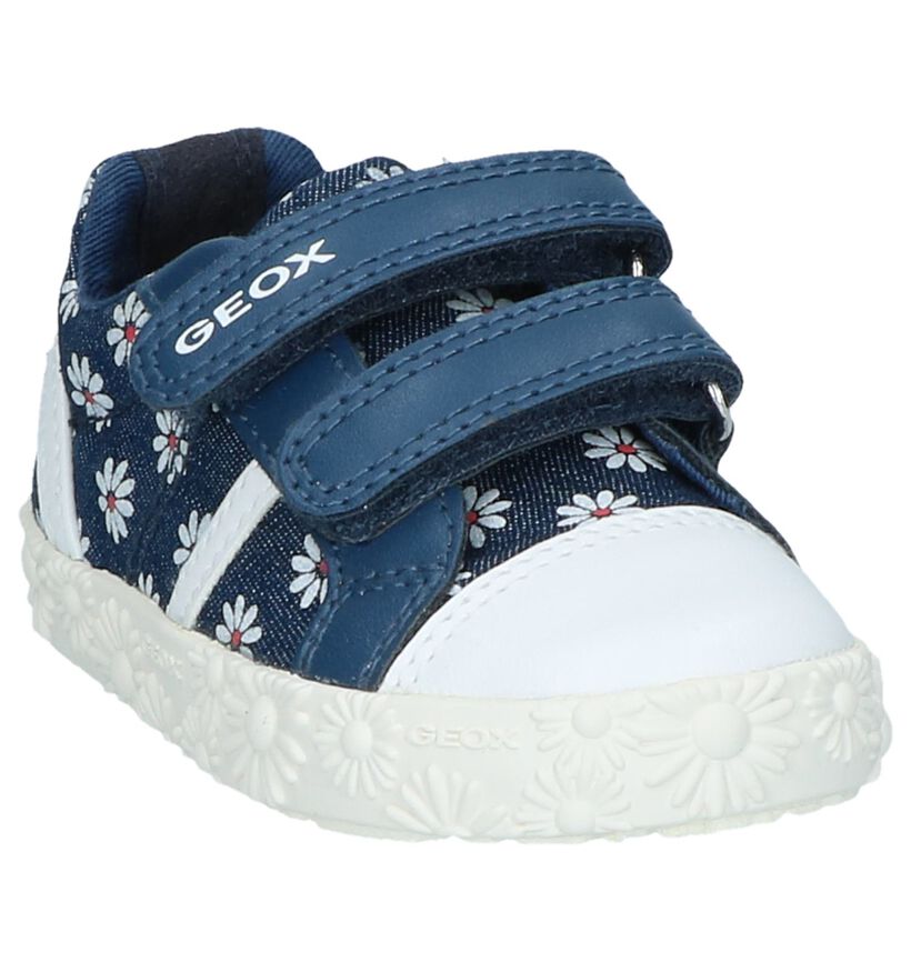 Blauwe Velcroschoenen Geox Denim in stof (237971)