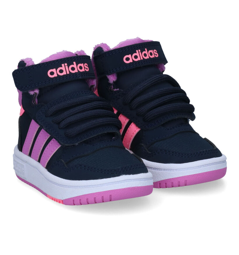 adidas Hoops Mid Blauwe Sneakers voor meisjes (315004) - geschikt voor steunzolen