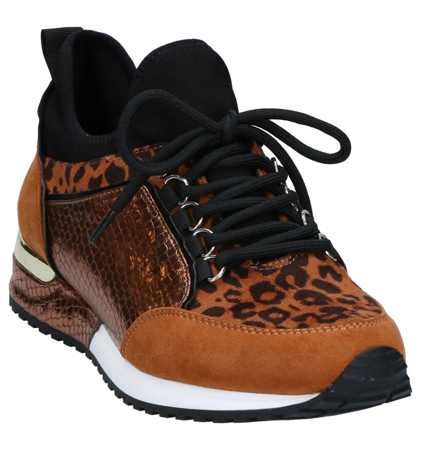 La Strada Cognac Slip-on Sneakers in kunstleer (278707)