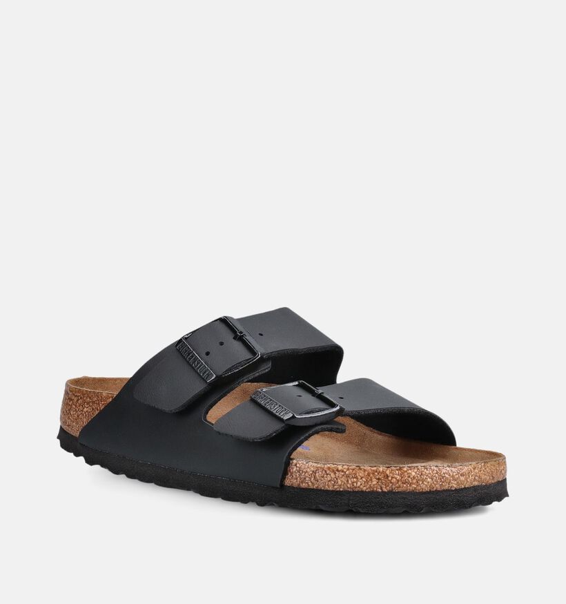 Birkenstock Arizona Soft Footbed Birko-Flor Nu-pieds plates en Noir pour femmes (369566)