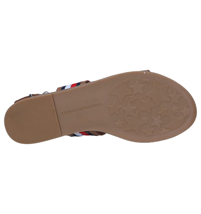 Donkerblauwe Sandalen Tommy Hilfiger Flat Corporate Ribbon in leer (241780)