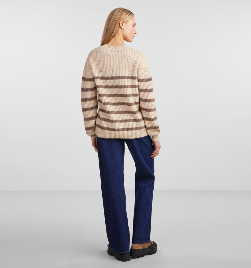 Pieces Nanna Pull rayé en Beige pour femmes (332859)