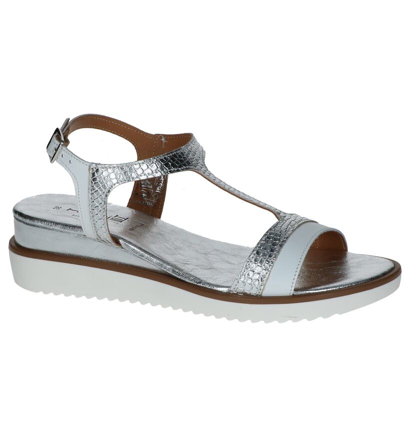 Zilveren Sandalen met Sleehak Hosis in leer (248783)