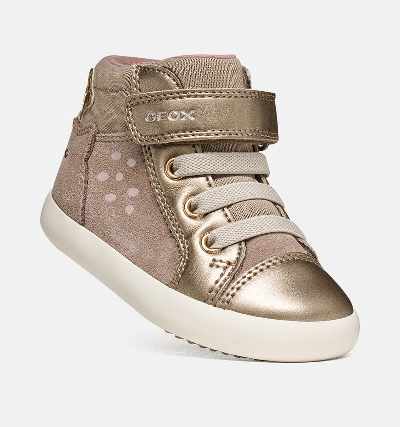 Geox Gisli Baskets montantes en Or/Beige pour filles (376247) - pour semelles orthop&eacute;diques