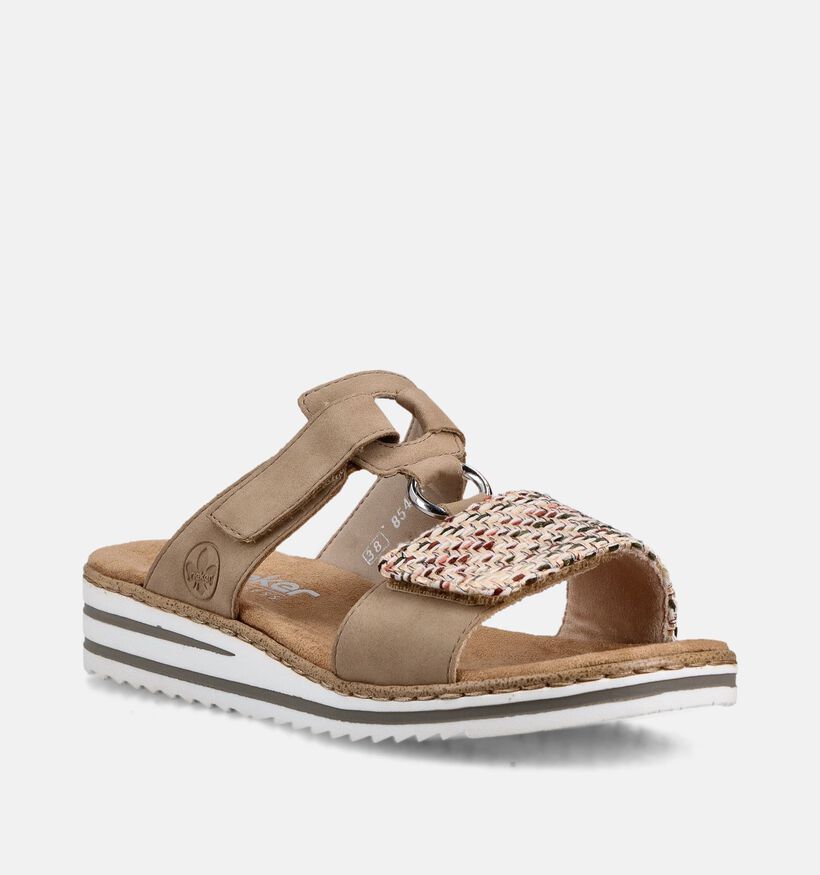 Rieker Lichtbruine Slippers voor dames (370428)