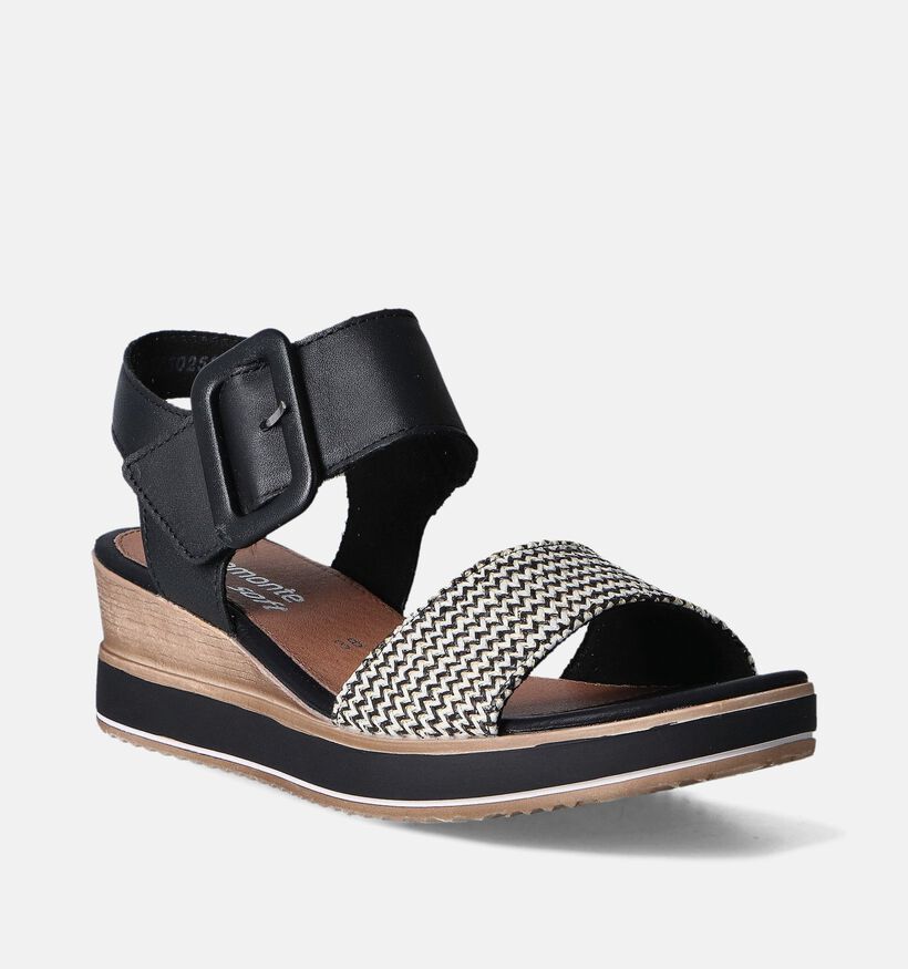 Remonte Zwarte Sandalen met sleehak voor dames (354862)