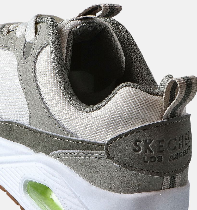 Skechers Uno Retro Groove Baskets en Vert Khaki pour filles, garçons (352328)