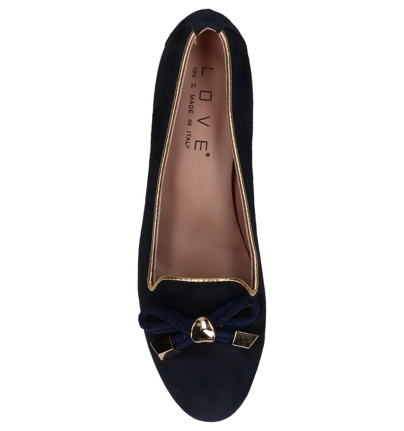 Donkerblauwe Love Loafers in daim (220192)
