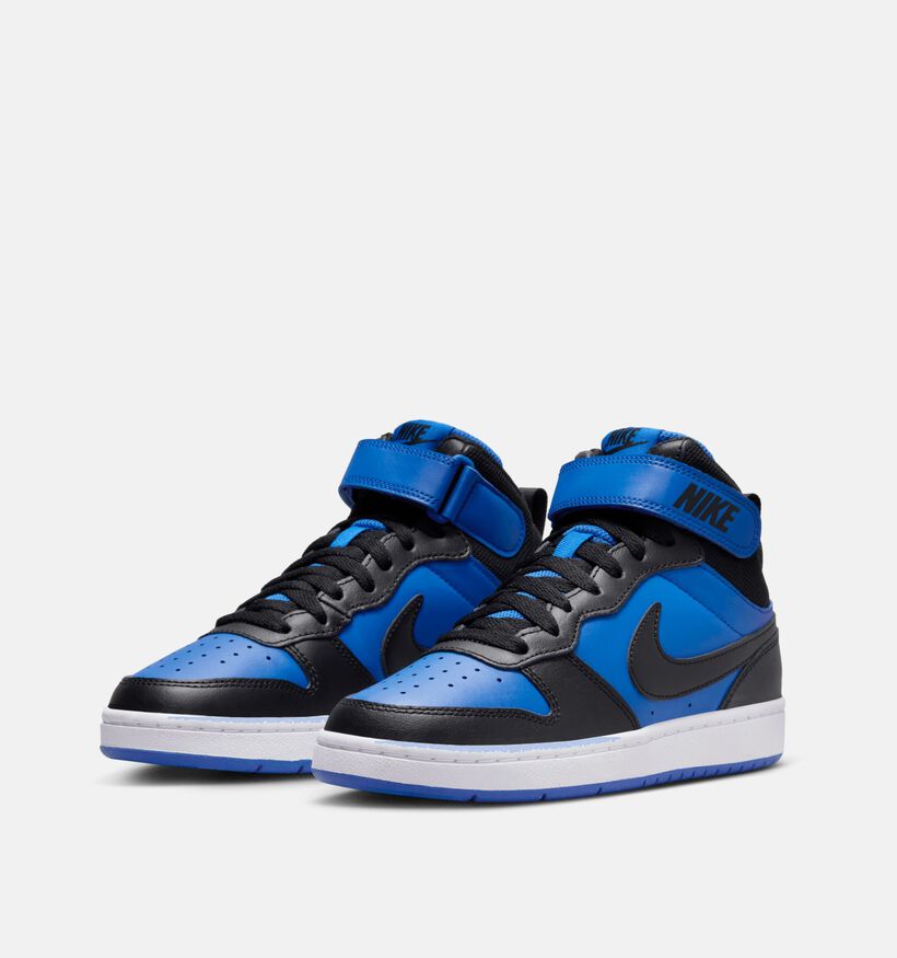 Nike Court Borough Mid 2 Baskets montantes en Bleu/Noir pour garçons, filles (359804) - pour semelles orthopédiques