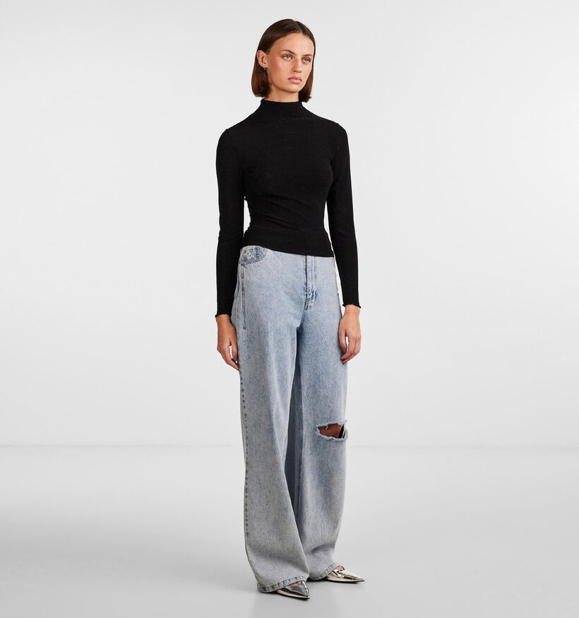 Pieces Sandra T-shirt manches longues en Noir pour femmes (348359)