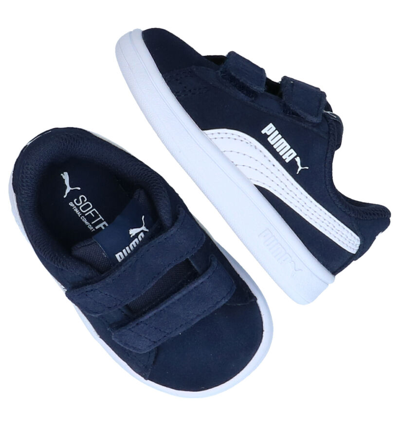 Puma Smash Blauwe Sneakers in leer (288262)