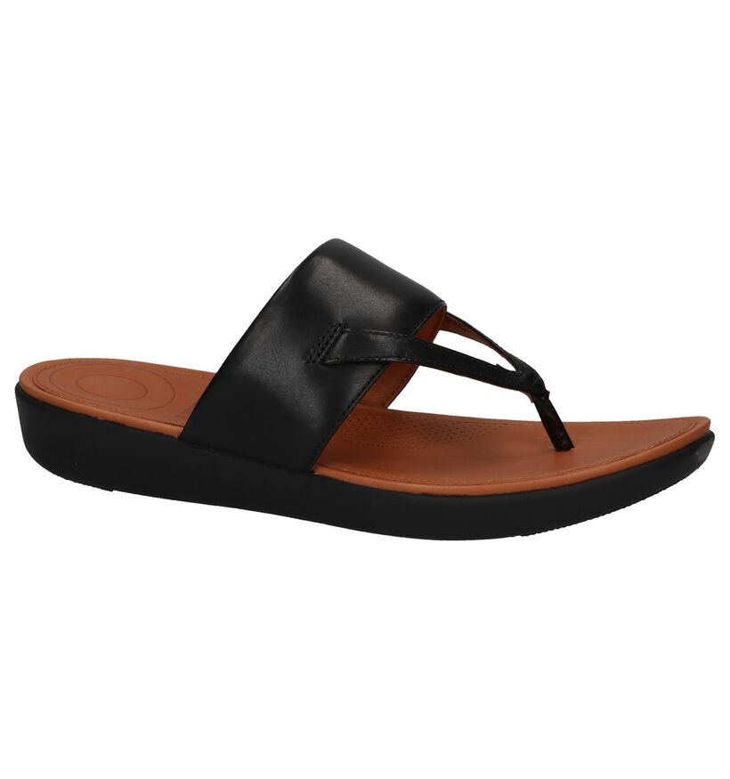 FitFlop Delta Toe-Thong Sandals Zwart in leer (212829)