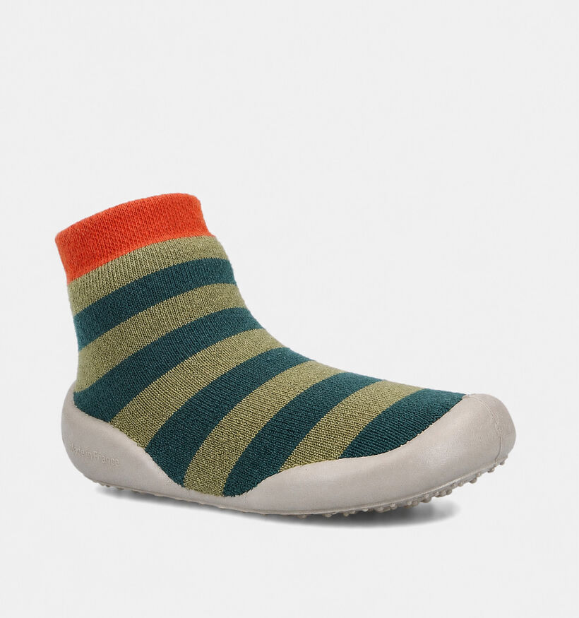 Coll&eacute;gien Pantoufles ferm&eacute;es en Vert kaki pour filles, gar&ccedil;ons (364990) - pour semelles orthop&eacute;diques