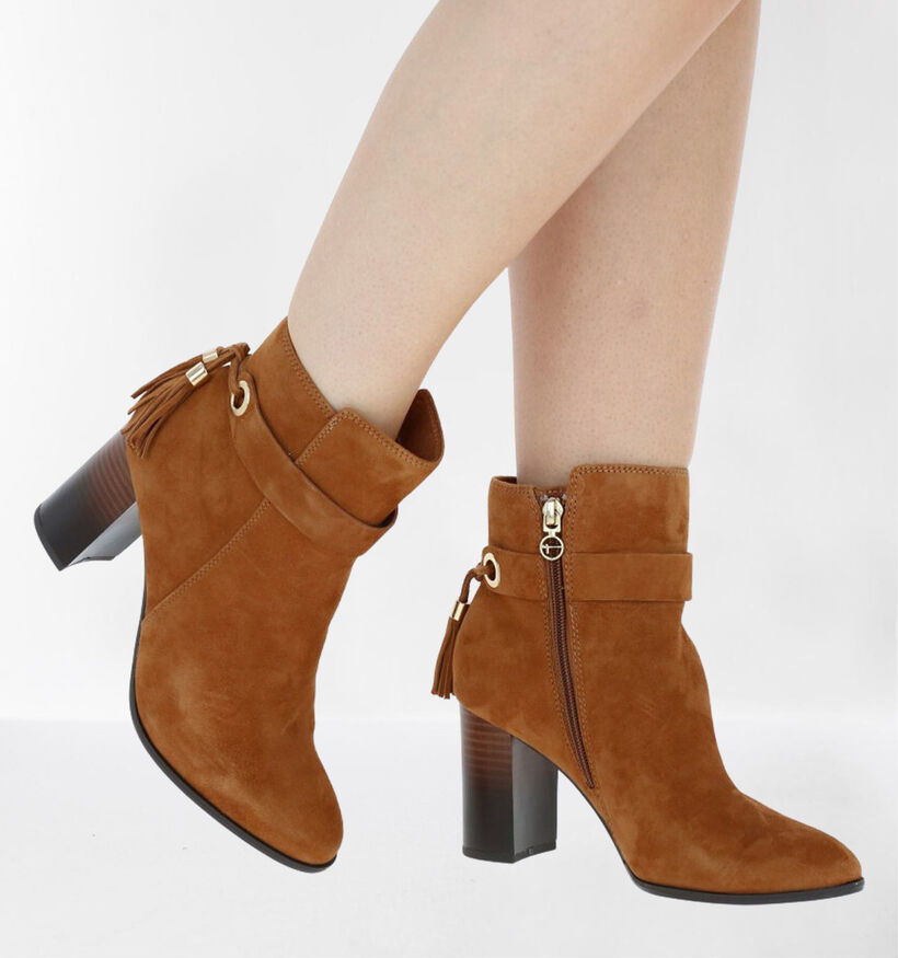 Tamaris TOUCH it Cognac Enkellaarzen in daim (280965)