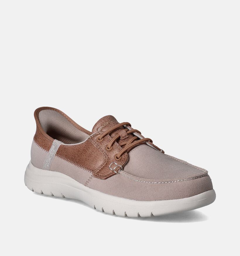 Skechers On The Go Flex Pal Chaussures bateau en Taupe pour femmes (352287)