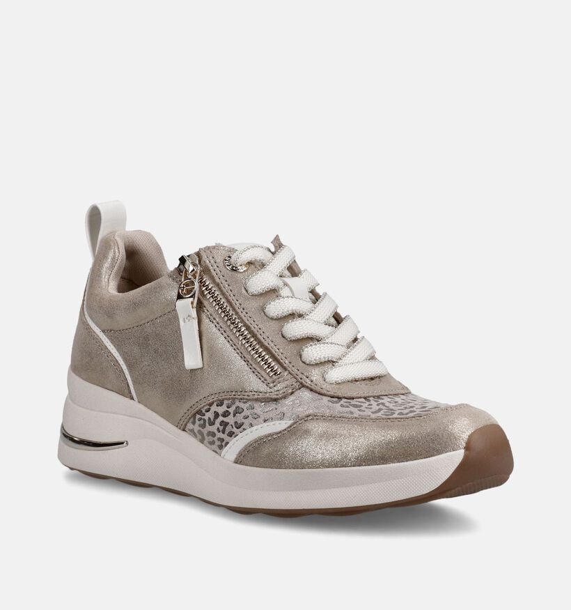 Tamaris Comfort Beige Sneakers met Sleehak voor dames (367820) - geschikt voor steunzolen