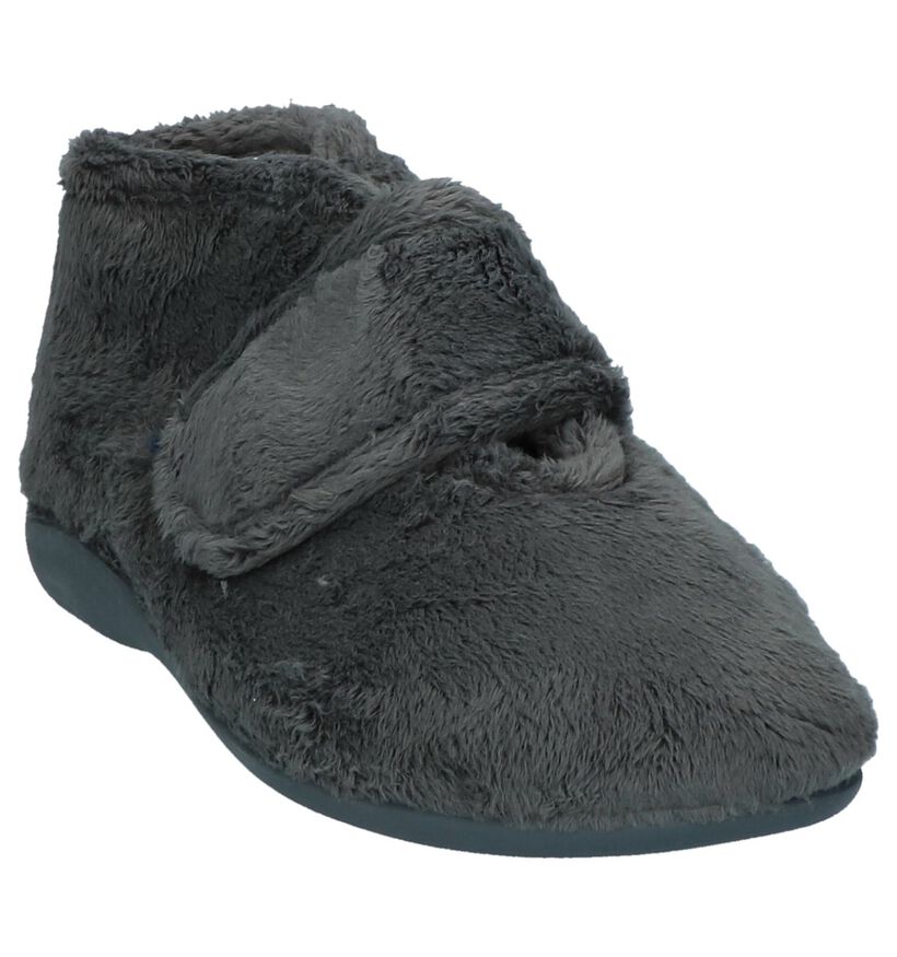 Via Limone Donker Grijze Pantoffels in faux fur (223821)