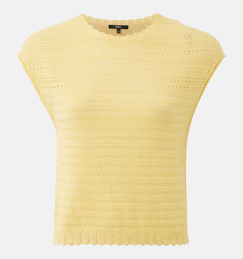 Mexx Ajour Capsleeve Gele T-shirt voor dames (368565)