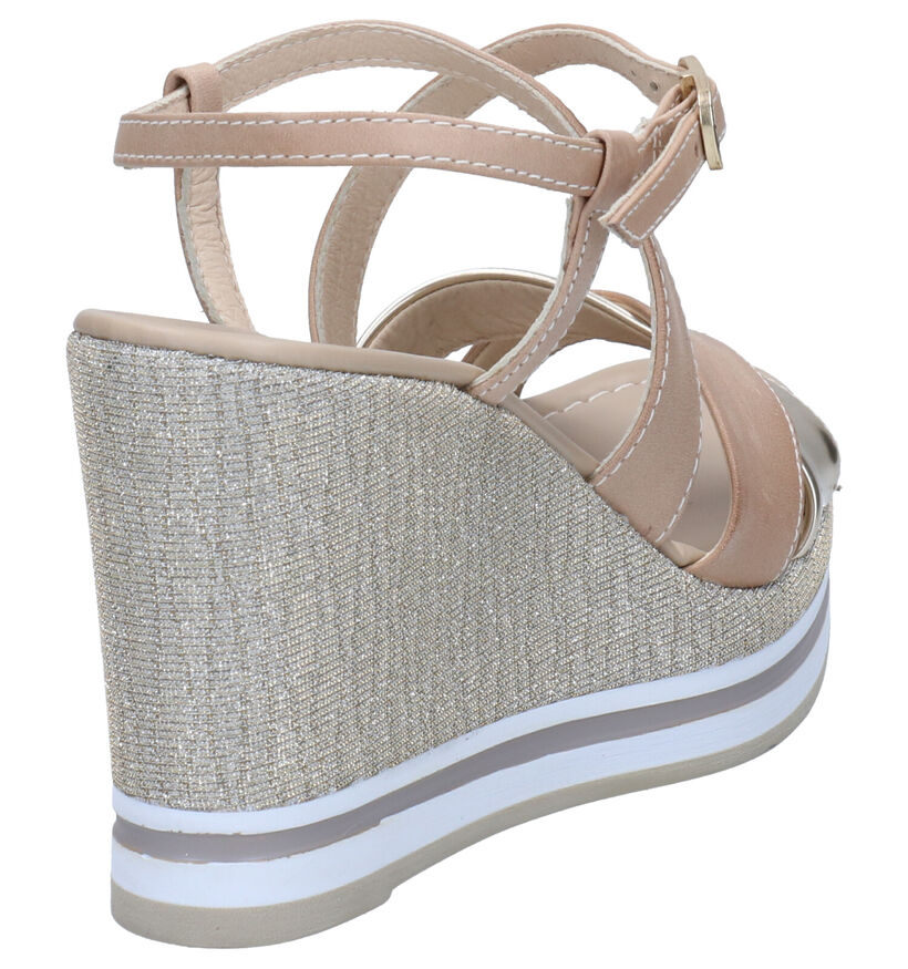 NeroGiardini Sandales compens&eacute;es en Beige en cuir (274335)