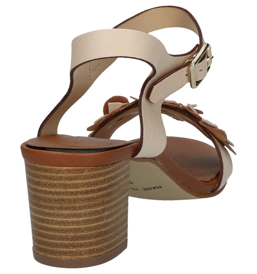 Hampton Bays Beige Sandalen met Bloemen in leer (209713)