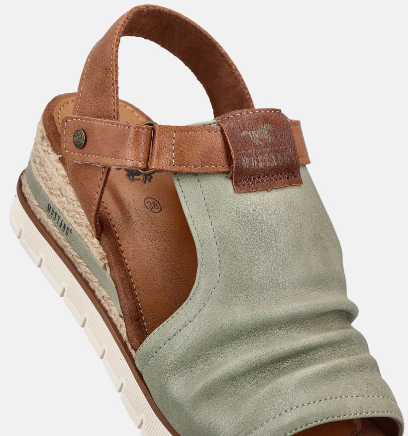 Mustang Groene/Bruine Sandalen met Sleehak voor dames (372130)