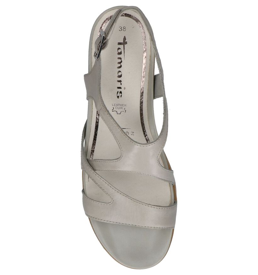 Lichtgrijze Sandalen met Sleehak Tamaris in leer (214375)