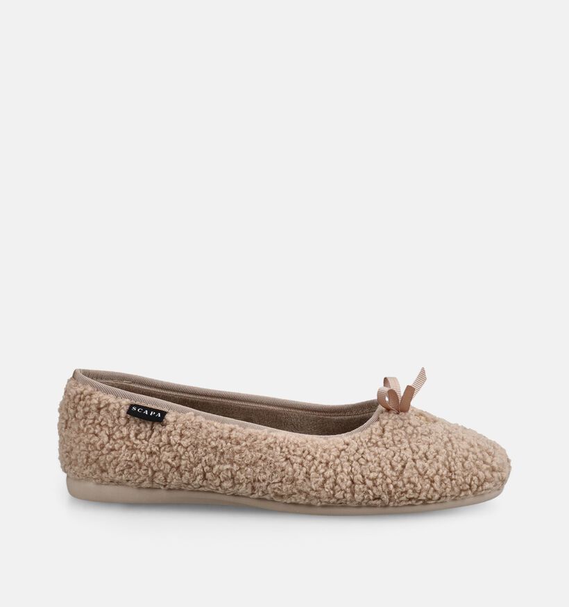Scapa Beige Teddy Ballerina Pantoffels voor dames (380853)