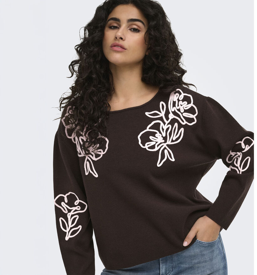 ONLY Carmakoma Nila Pull en Brun fonc&eacute; pour femmes (378384)