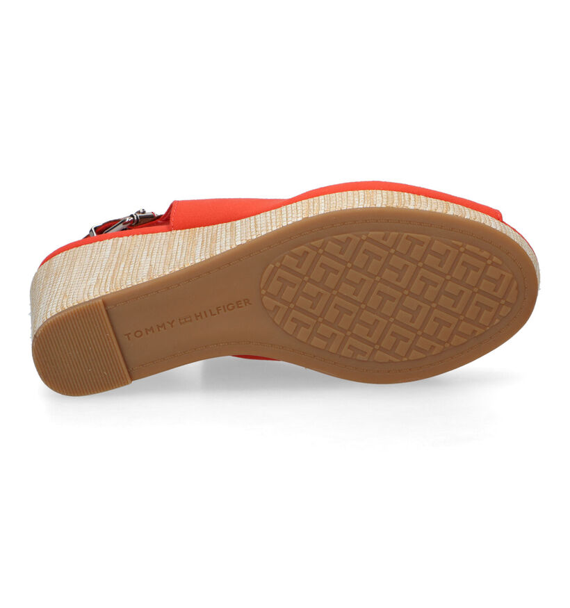 Tommy Hilfiger Iconic Elena Sling Back Wedge Sandales en Rouge pour femmes (336402)