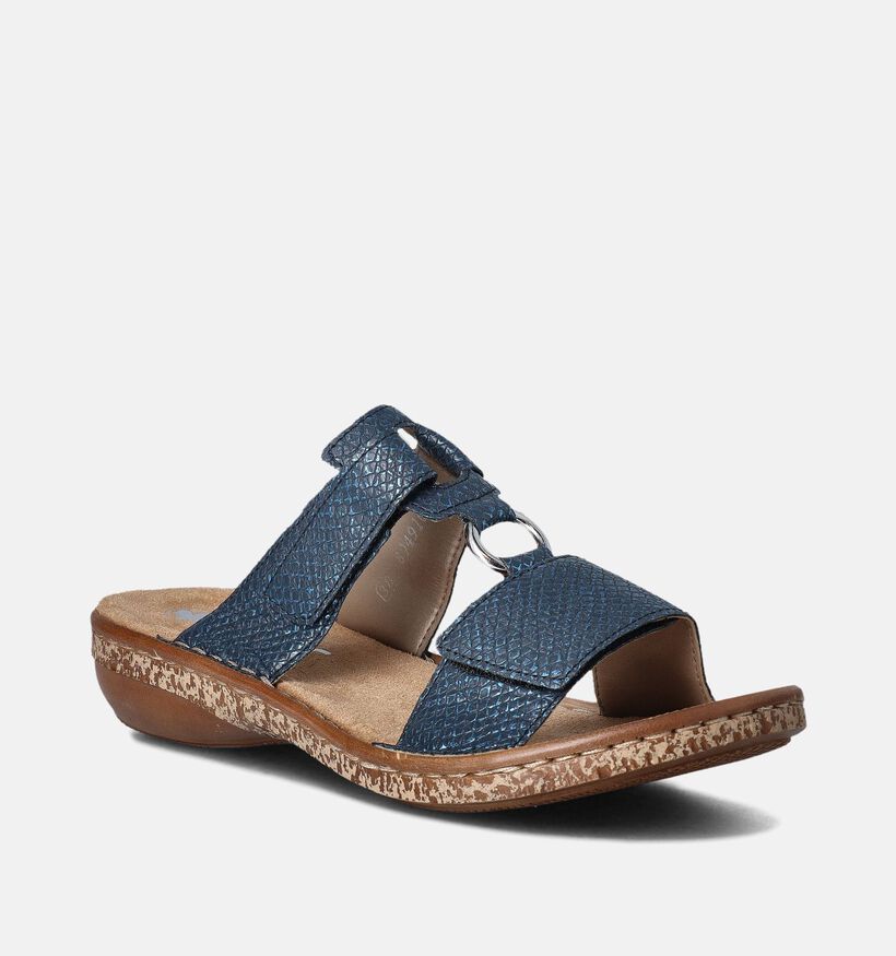 Rieker Nu-pieds plates en Bleu pour femmes (354943)