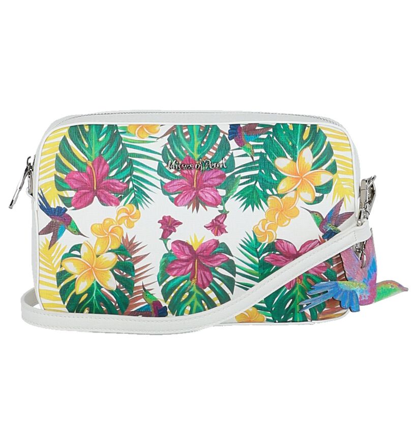 Kisses of Pearl Amalia Witte Crossbody Tas met Tropical Print in kunstleer (236296)