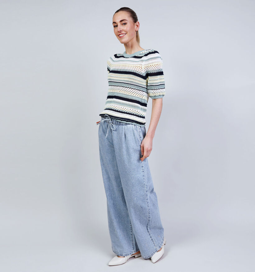 Vila Mina Stripe Knit Groene/Donkerblauwe Trui voor dames (374831)