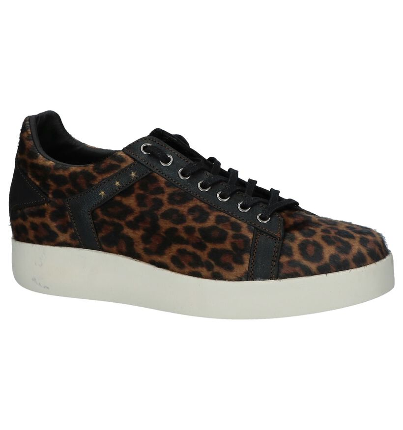 Bruine Sneakers Pantofola d'Oro Lecce Leopard Donne Low in leer (227336)