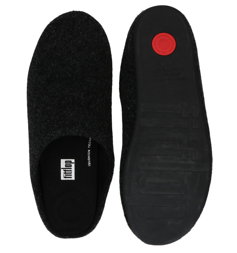 FitFlop Chrissie Felt Pantoufles en Noir en textile (279828)