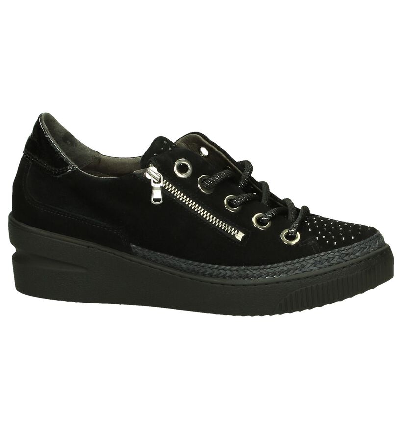 Zwarte Softwaves Veterschoenen in daim (205353)
