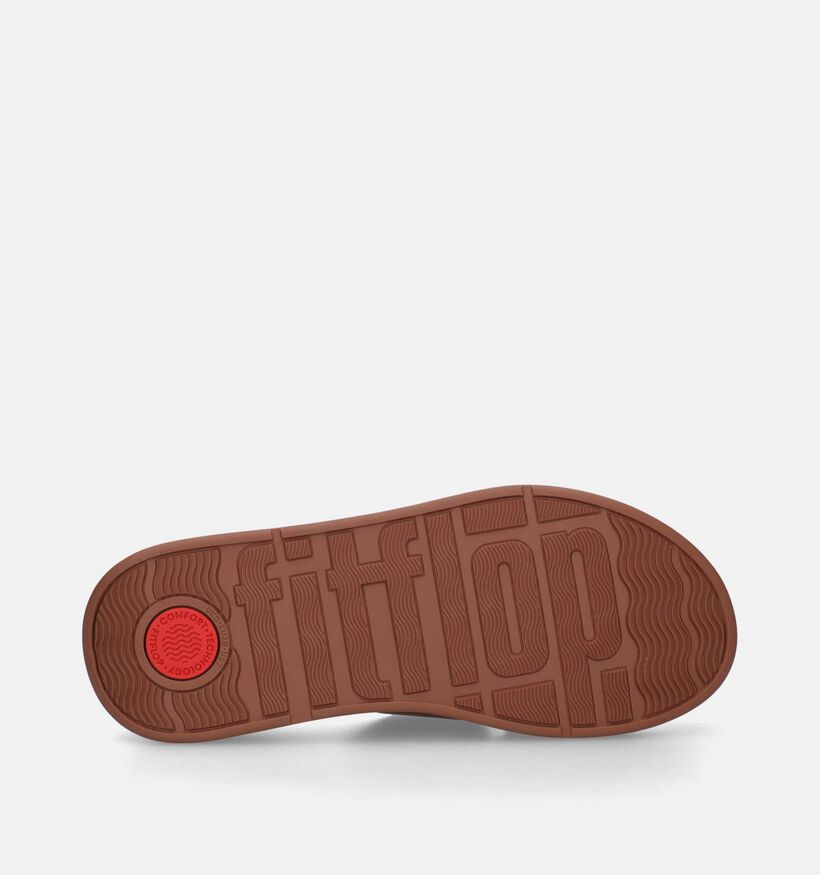 FitFlop F-Mode Raw-Edge Flatform H-Bar Slides Zwarte Slippers voor dames (336986)