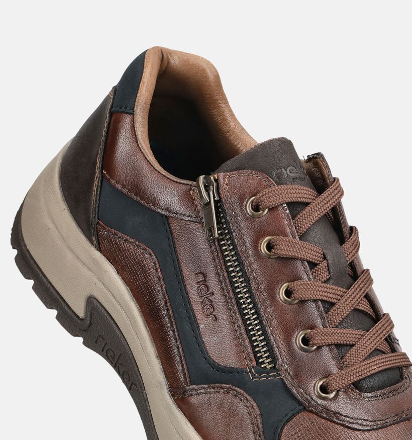 Rieker Donkerbruine Sneakers met Veter en Rits voor heren (376517) - geschikt voor steunzolen