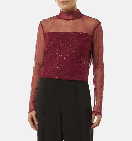 comma Blouses Zwart/Bordeaux