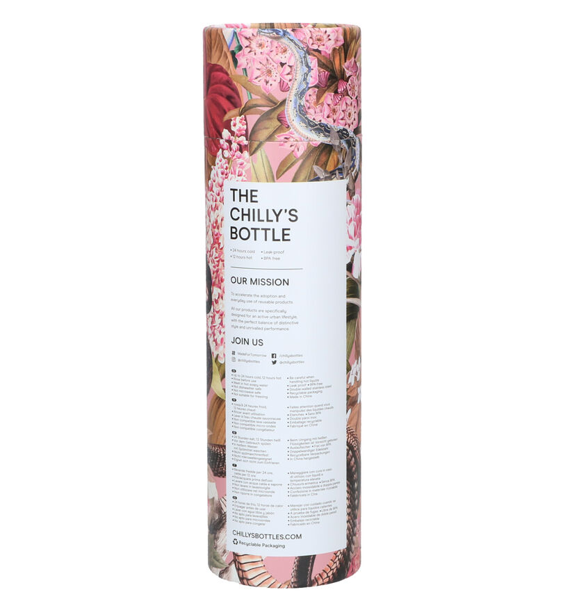 Chilly's x Tropical Snake Roze Drinkfles 500ml voor dames, meisjes (300380)