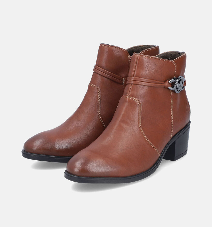 Rieker Cognac Enkellaarzen met blokhak voor dames (347444)