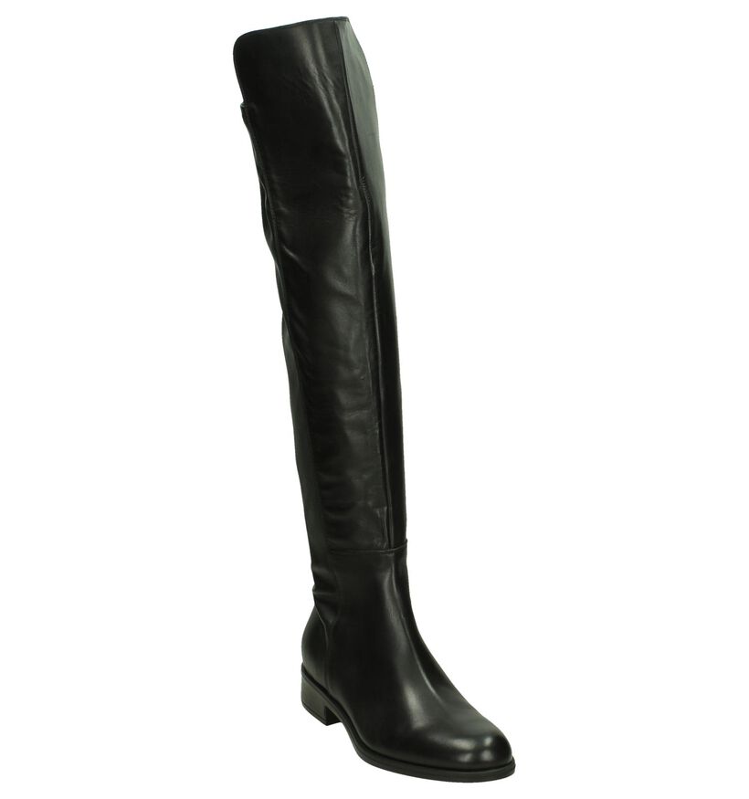 Deep Overknee Laarzen Zwart in leer (205534)