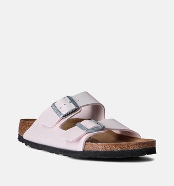 Birkenstock Arizona Slippers Black/Birko-Flor/Shiny Lizard/Embossed/Saffiano Iridescent Light Rose
