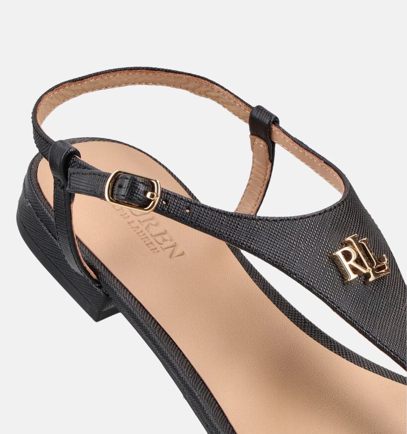 Polo Ralph Lauren Everley 2 Sandales plates en Noir pour femmes (371994)