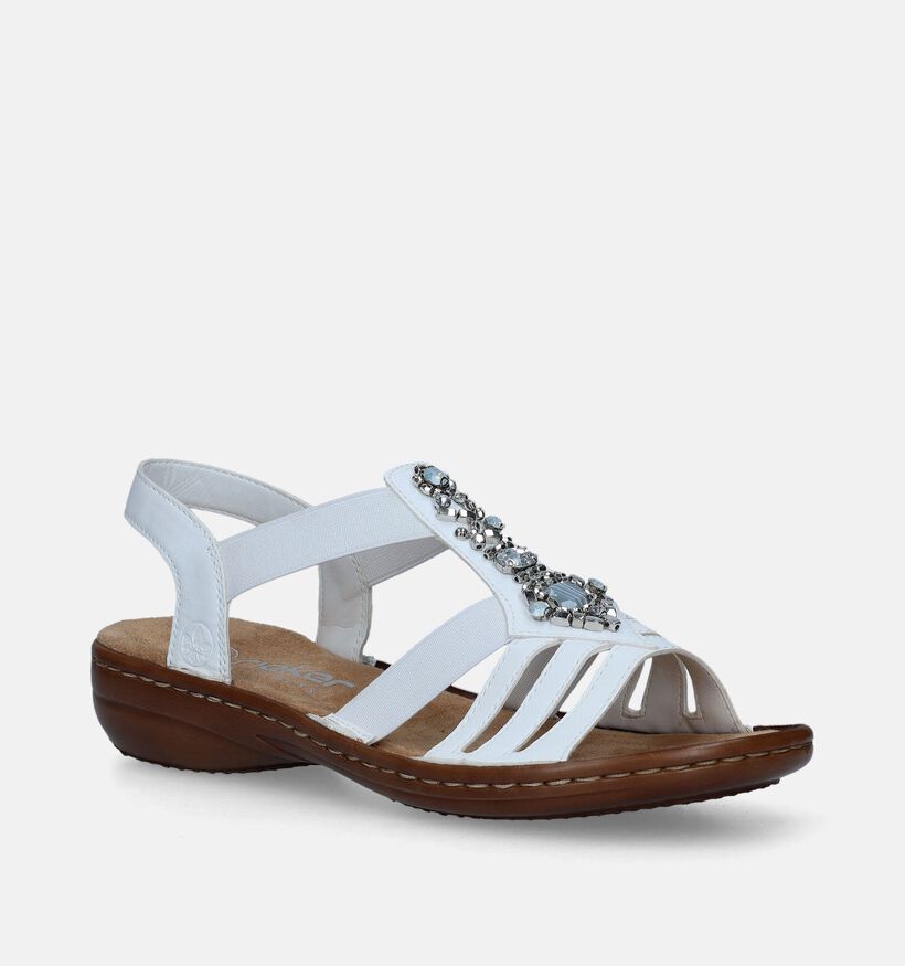 Rieker Witte Platte sandalen voor dames (339113)