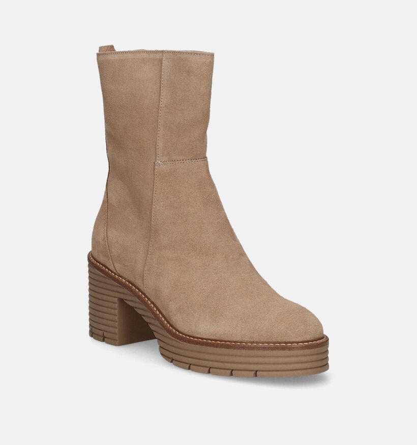Softwaves Beige Enkellaarzen met blokhak voor dames (347388)