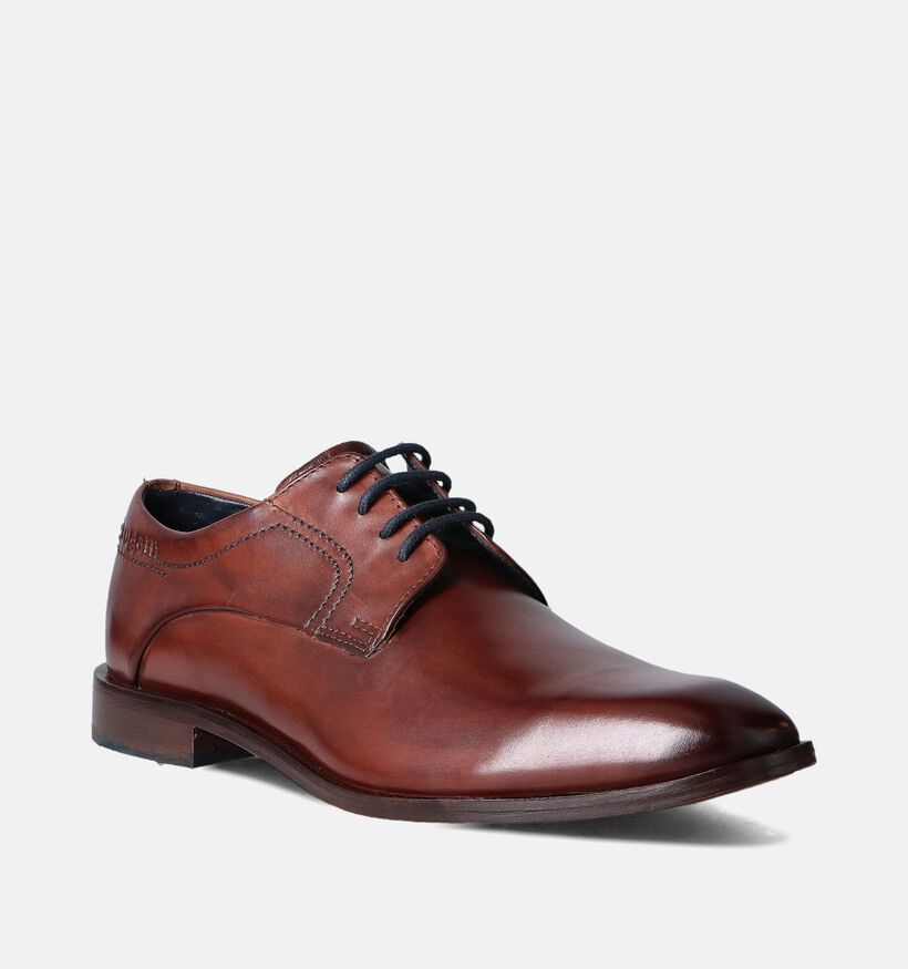 Bugatti Milco Cognac Geklede veterschoen voor heren (355306) - geschikt voor steunzolen